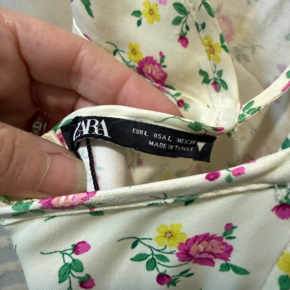 Zara Floral Slip Dress NWT large A Line Open Back Summer Cottage core - Picture 8 of 9
